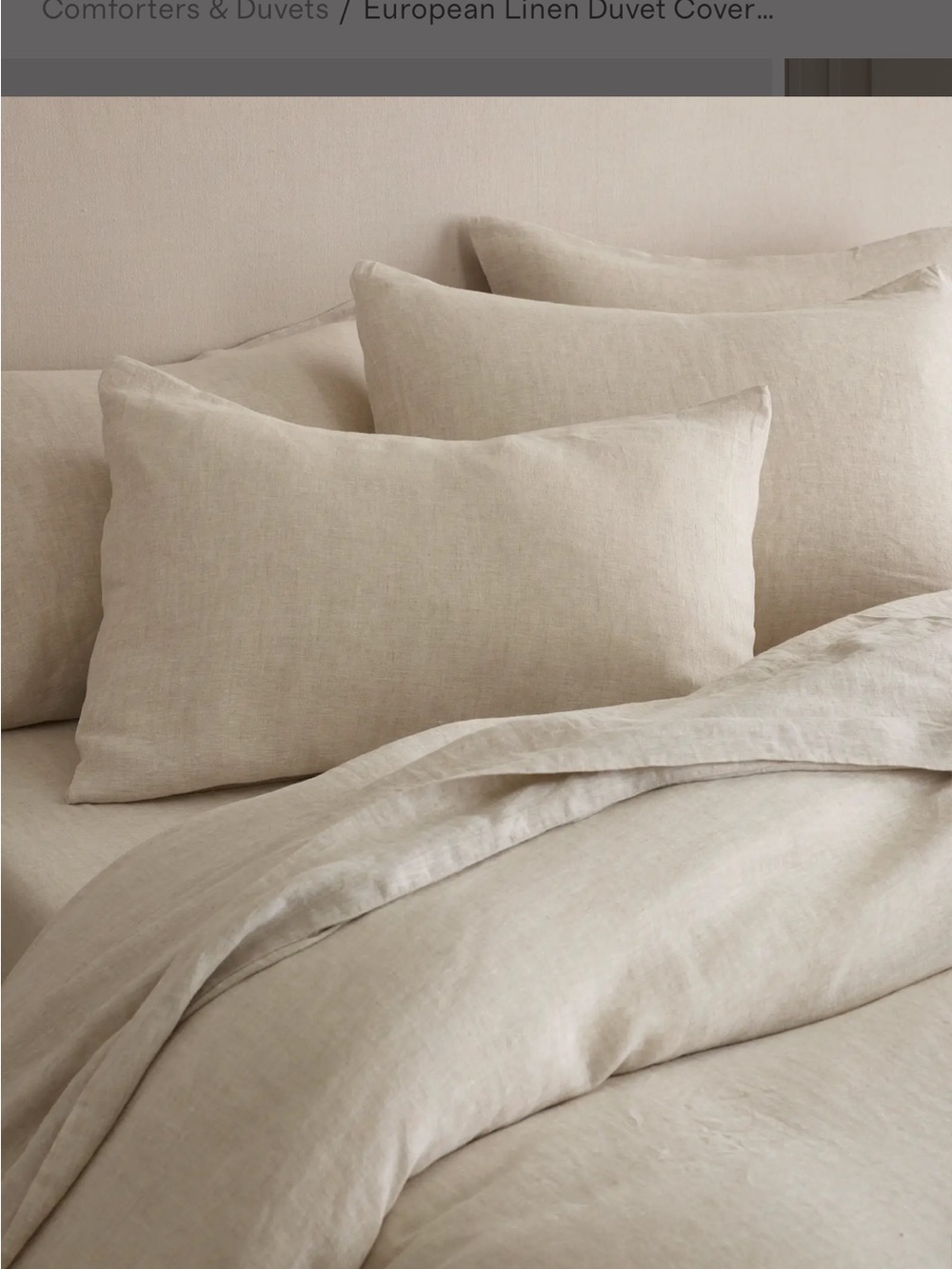Quince king European linen duvet cover set. Like new. Chambray color. - Picture 5 of 13
